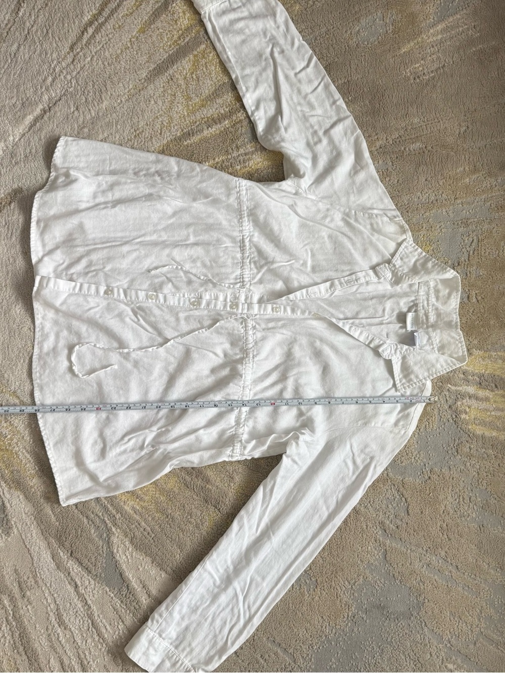 Girls' White Button-Front Long Sleeve Shirt with Tie Waist